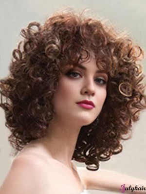Ladies Synthetic Wigs Shoulder Length Curly Style Layered Cut