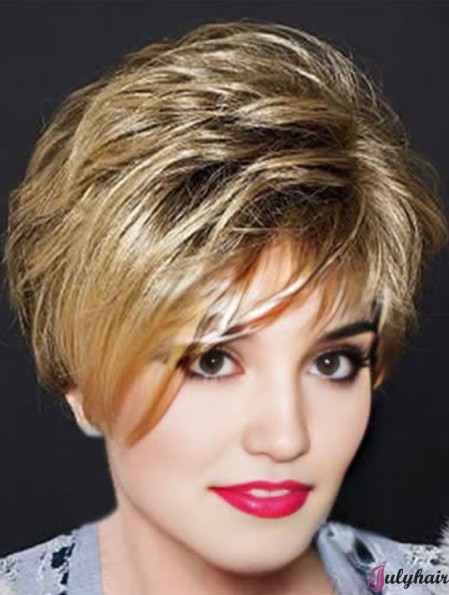 Blonde Cropped Wavy Layered Capless Wig