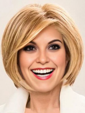 6 inch Chin Length Monofilament Blonde Bob Cut Wigs Women