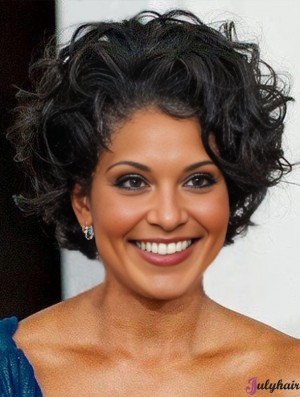 Lace Front Boycuts Short Curly 8 inch Black Sassy First Lady Wigs