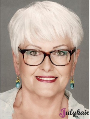 Straight Capless 8 inch Incredible Short Grey Wigs