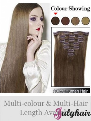Best Brown Straight Remy Human Hair Clip In Hair Extensions