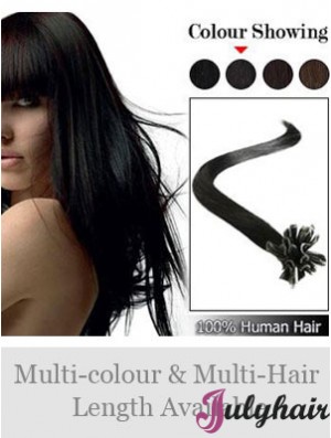 Black Straight Sleek Nail/U Tip Hair Extensions
